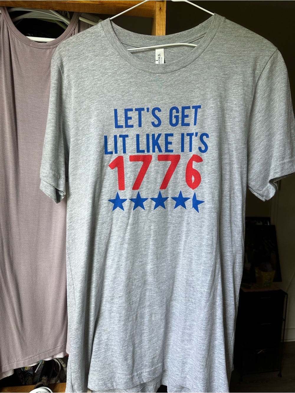 4th of July Tee Gray Graphic Tee - "Let's Get Lit Like It's 1776"